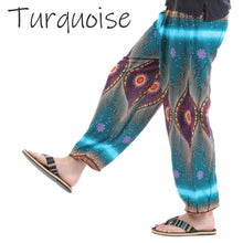 画像をギャラリービューアに読み込む, アジアンパンツ サルエルパンツ アラジンパンツ エスニック メンズ レディース ピーコック柄 タイパンツ ユニセックス M