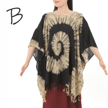 画像をギャラリービューアに読み込む, ポンチョ タイダイ シャツ チュニック レディース エスニック トップス G