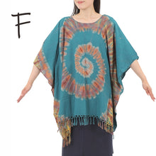 画像をギャラリービューアに読み込む, ポンチョ タイダイ シャツ チュニック レディース エスニック トップス G