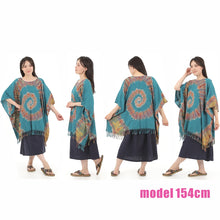 画像をギャラリービューアに読み込む, ポンチョ タイダイ シャツ チュニック レディース エスニック トップス G