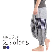 画像をギャラリービューアに読み込む, サルエルパンツ メンズ レディース アラジンパンツ レーヨン ボーダー柄 タイパンツ ユニセックス オールインワン M