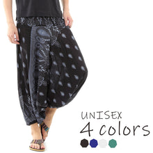 画像をギャラリービューアに読み込む, サルエルパンツ メンズ レディース アラジンパンツ レーヨン ドロップ柄 タイパンツ ユニセックス オールインワン M