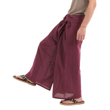 画像をギャラリービューアに読み込む, タイパンツ エスニックパンツ コットン ヒモ仕様 ストライプ 袴パンツ ユニセックス メンズ レディース フィッシャーマンパンツ M