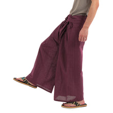 画像をギャラリービューアに読み込む, タイパンツ エスニックパンツ コットン ヒモ仕様 ストライプ 袴パンツ ユニセックス メンズ レディース フィッシャーマンパンツ M