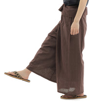 画像をギャラリービューアに読み込む, タイパンツ エスニックパンツ コットン ヒモ仕様 ストライプ 袴パンツ ユニセックス メンズ レディース フィッシャーマンパンツ M